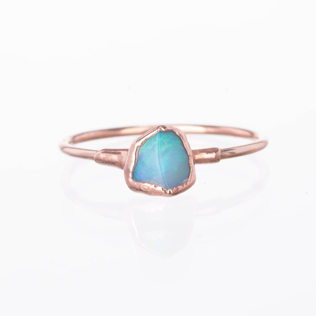 Mini Raw Australian Opal Ring in Yellow Gold