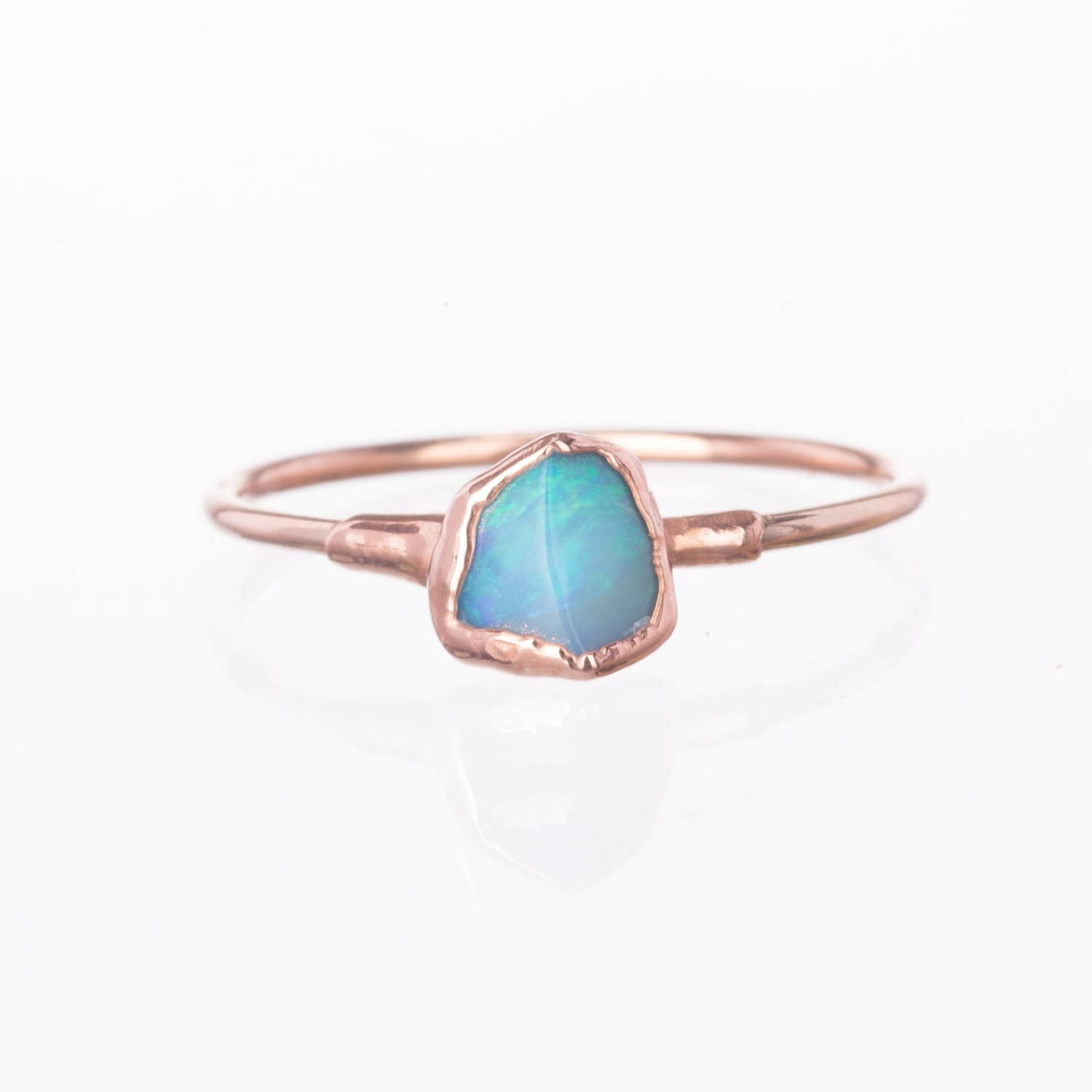 Mini Raw Australian Opal Ring in Yellow Gold