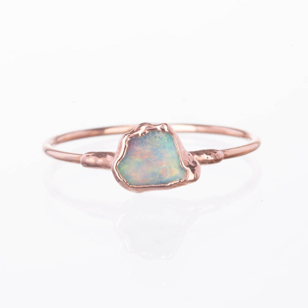 Mini Raw Australian Opal Ring in Yellow Gold