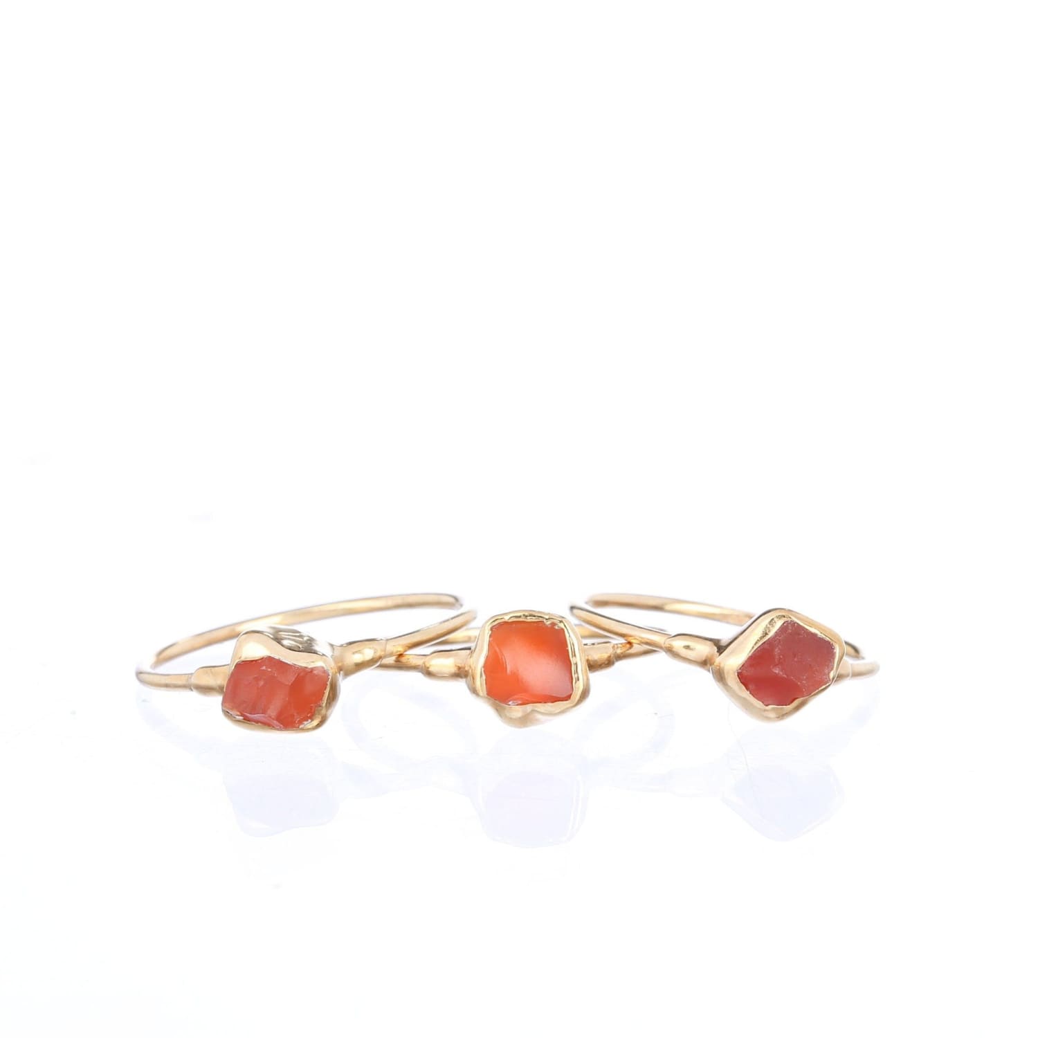 Mini Raw Carnelian Ring, Raw Carnelian Stone Ring, Dainty Ring, Delicate Ring, Colorful Chunky Ring, raw gemstone ring, gold ring Whimsigoth