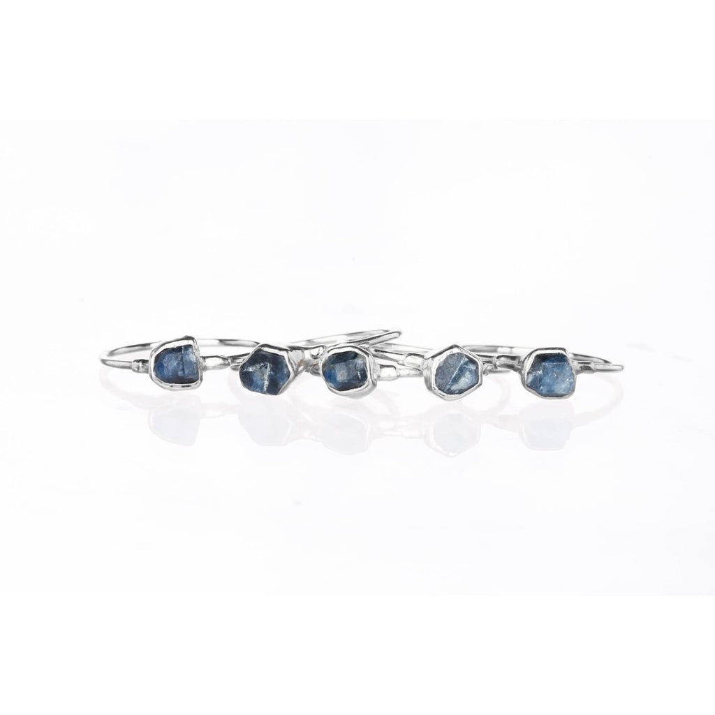 Mini Raw Sapphire Ring • Gold Filled • Dainty Unique Engagement Ring • September Birthstone • Gemstone Crystal Jewelry • 24k Dip