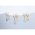 Mismatched Huggie Hoop Earrings • Raw Australian Fire Opal • Minimalist Summer Aesthetic • Non Tarnish Waterproof • Daily Wear