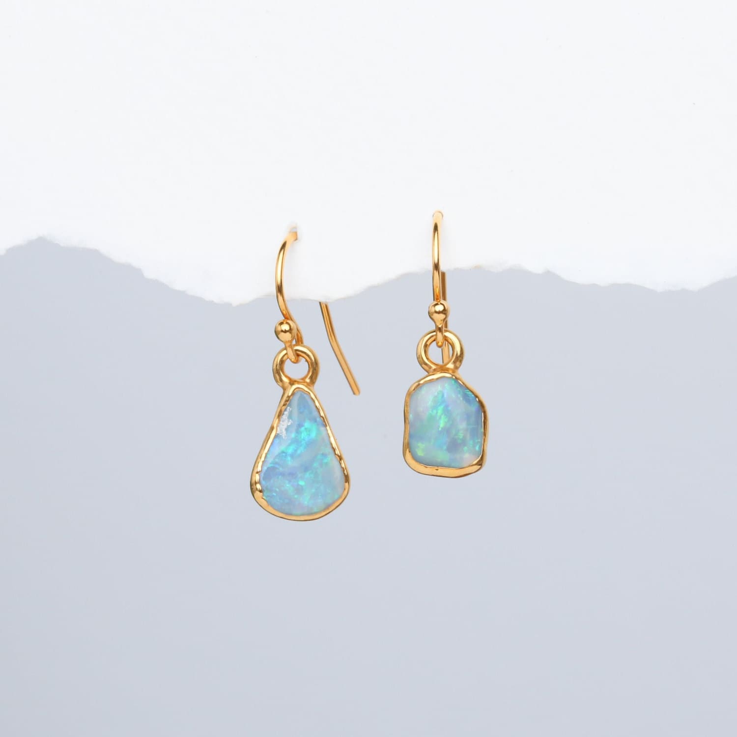 Mismatched Opal Earrings • Australian Fire Opals • Minimalist Summer Aesthetic • October Birthstone • Non Tarnish Waterproof • Daily Wear