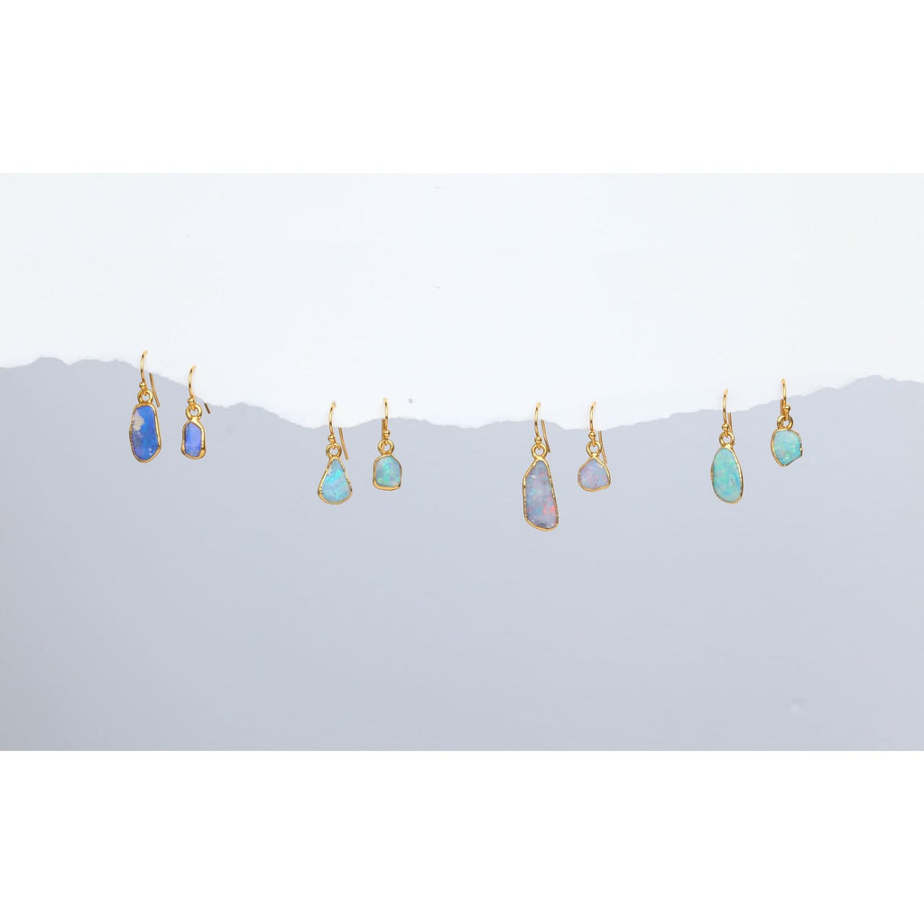 Mismatched Opal Earrings • Australian Fire Opals • Minimalist Summer Aesthetic • October Birthstone • Non Tarnish Waterproof • Daily Wear