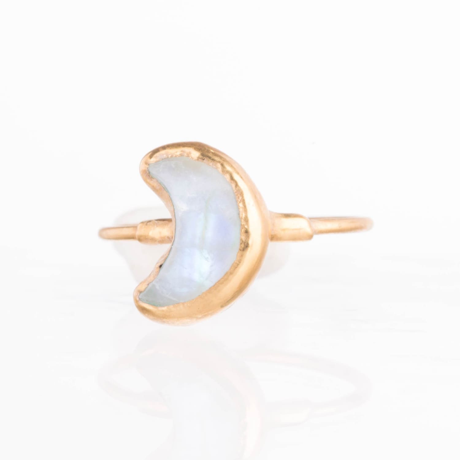 Moon Shaped Rainbow Raw Moonstone Ring