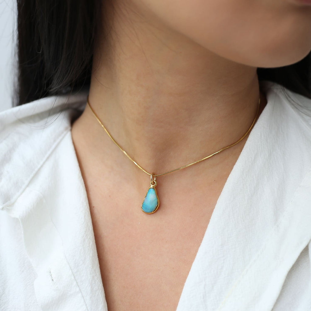 Opal Choker in 24k Dip • Gold Filled • Paperclip & Snake Chain • Perfect Gift For Her • October Birthstone • Raw Crystal Gemstone Jewelry