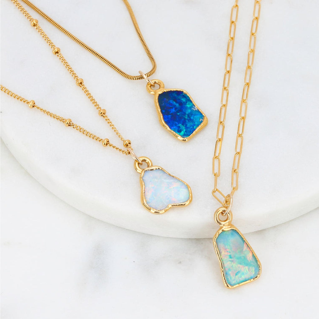 Opal Choker in 24k Dip • Gold Filled • Paperclip & Snake Chain • Perfect Gift For Her • October Birthstone • Raw Crystal Gemstone Jewelry