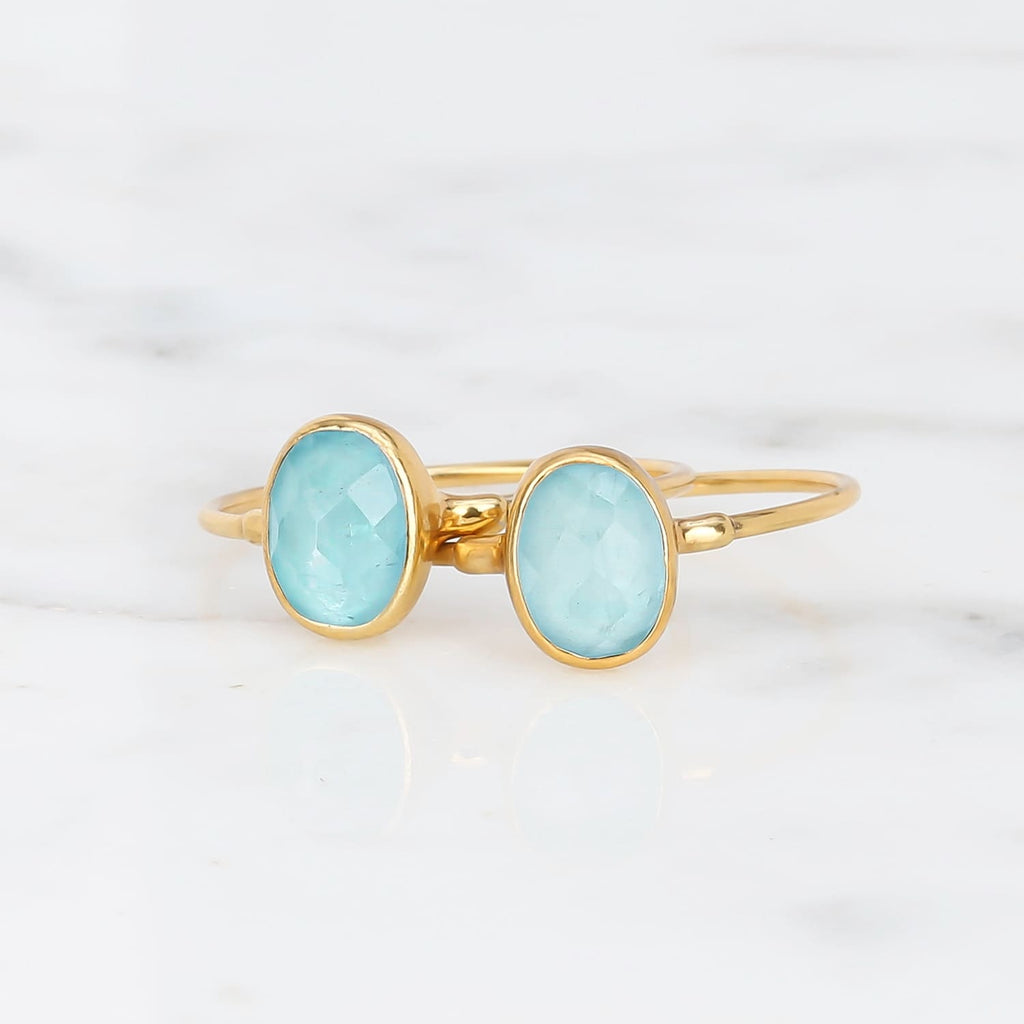 Oval Rosecut Raw Raw Aquamarine Ring, Aquamarine Jewelry, Gold