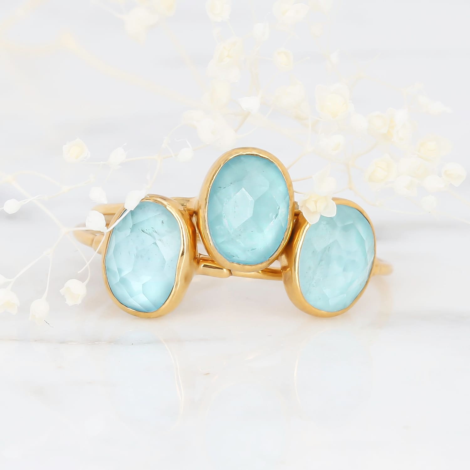 Oval Rosecut Raw Raw Aquamarine Ring, Aquamarine Jewelry, Gold