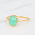Oval Rosecut Raw Chrysoprase Ring, Australian Jade Ring, Minimalist