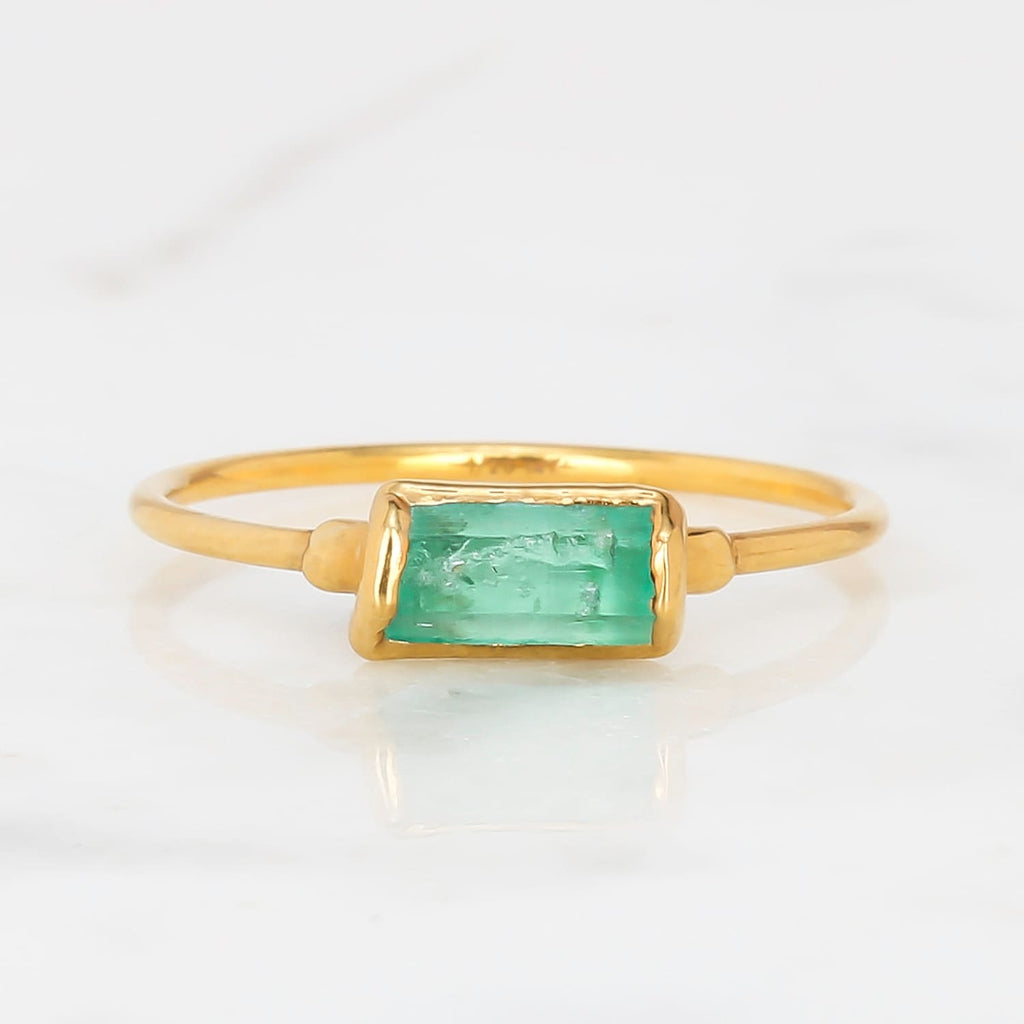 Panjshir Raw Emerald Baguette Ring