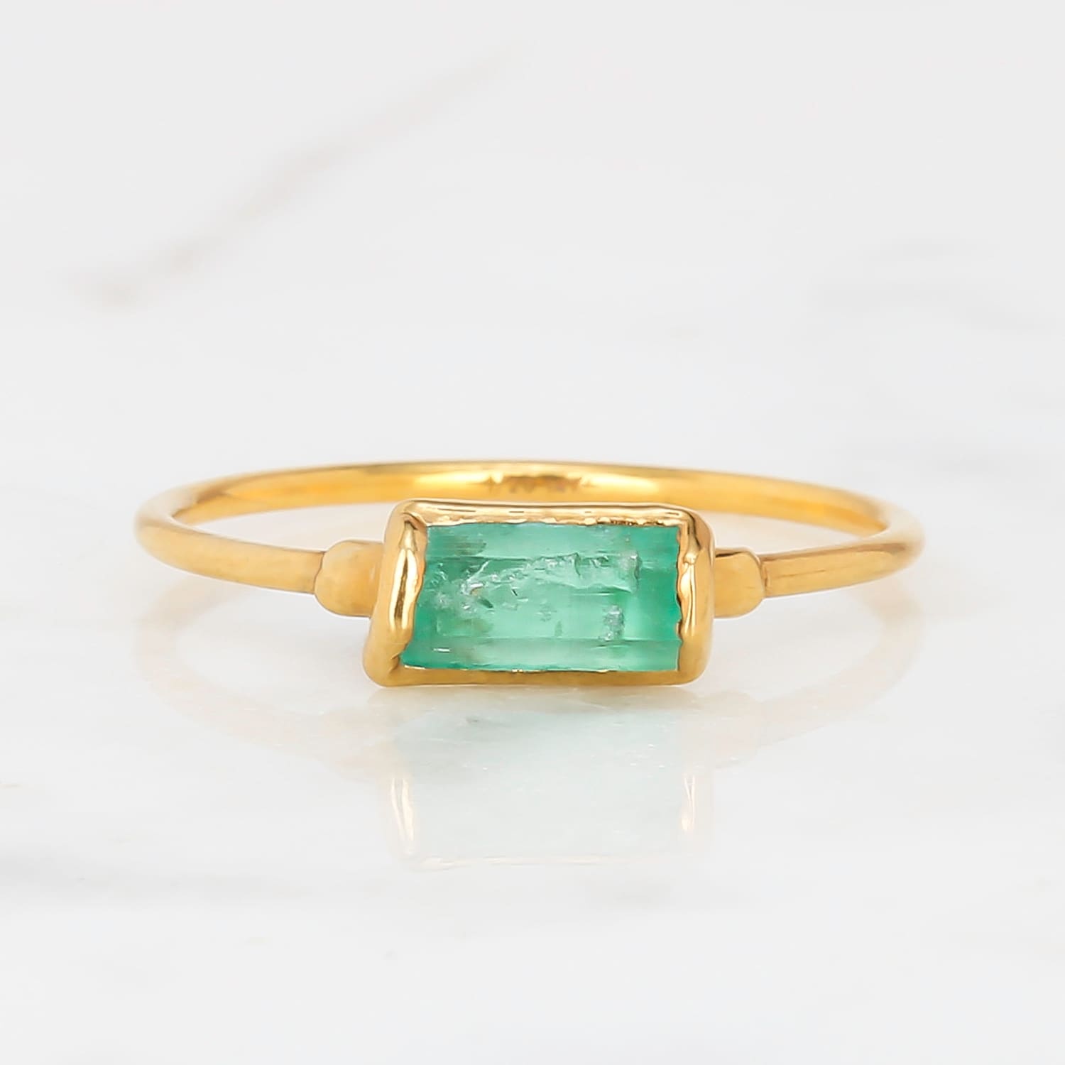 Panjshir Raw Emerald Baguette Ring