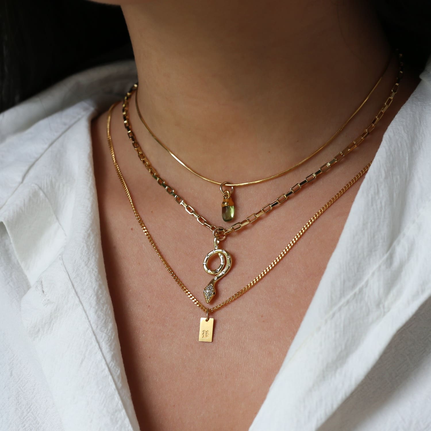 Peridot Choker • Raw Gemstone Crystal Necklace • 24k Gold Filled Snake Chain • Dainty Small Stone • Simple August Birthstone • 14 inch