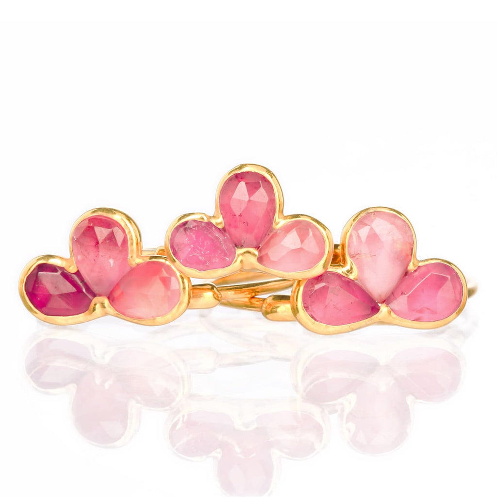 Pink Tourmaline Fleur Ring, Art Deco Pink Tourmaline Ring for Women, Pink Stone Ring, Gemstone  Ring, Dainty Elegant Ring  • 24k Dip
