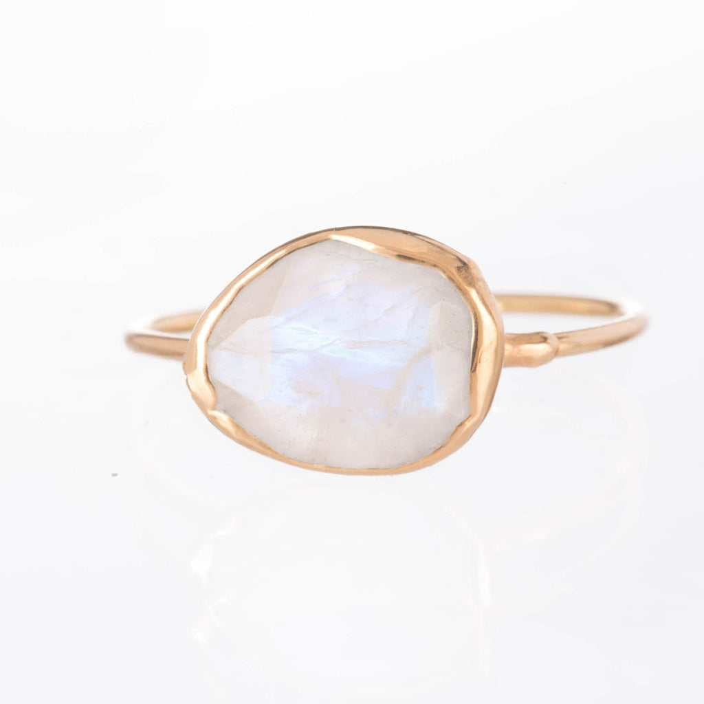 Rainbow Moonstone Ring in Rose Gold