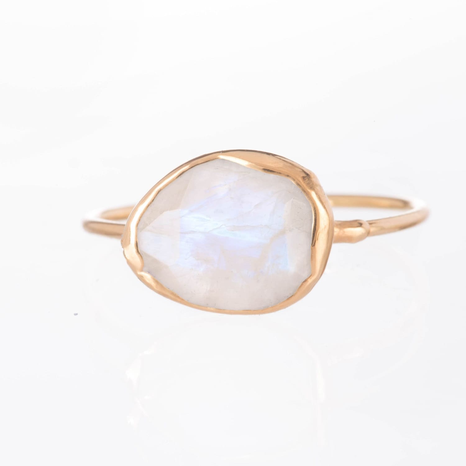 Rainbow Moonstone Ring in Rose Gold