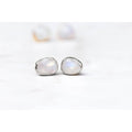 Rainbow Moonstone Stud Earrings in Sterling Silver