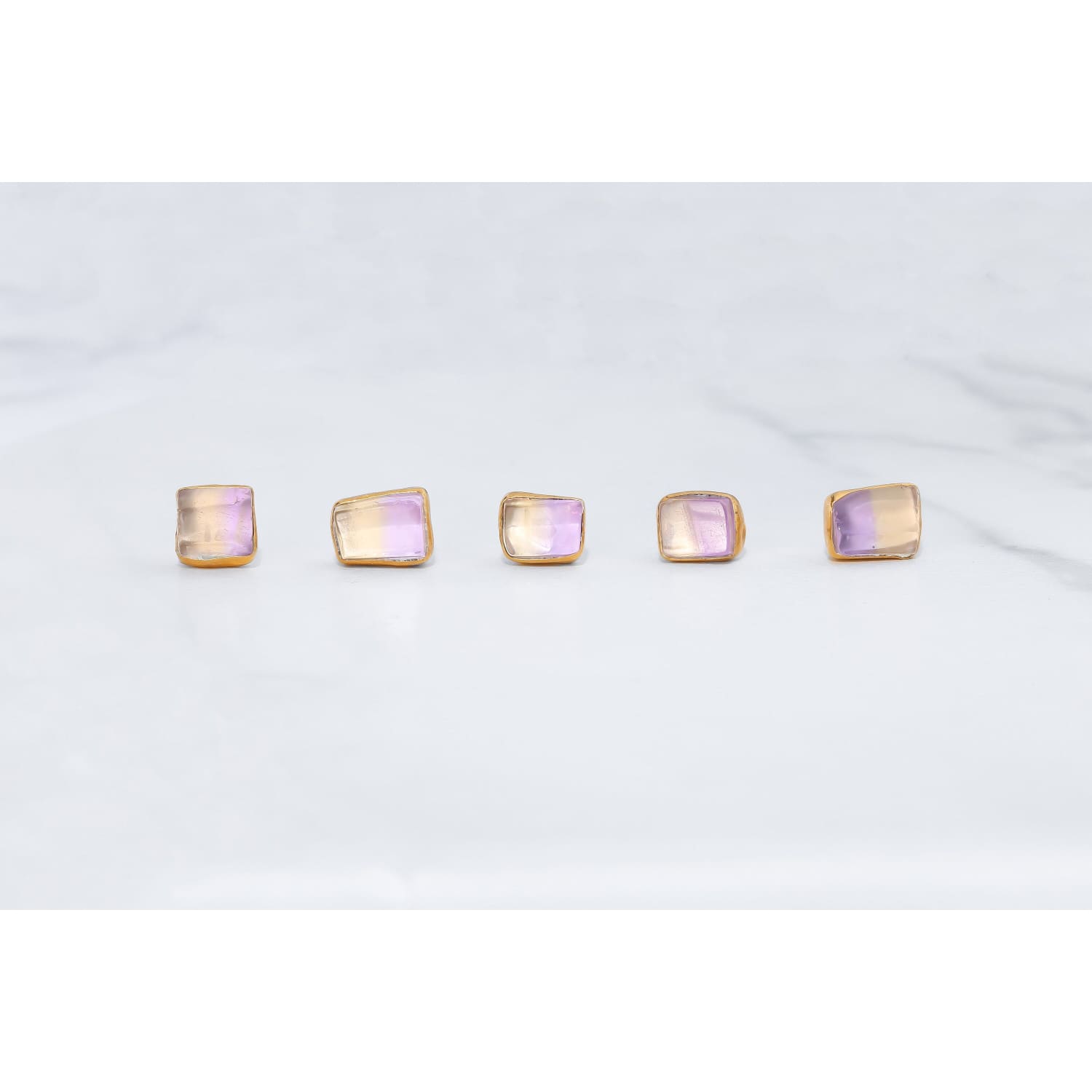 Raw Ametrine Stud Earrings w/ Gold Fill, Unique Natural Amethyst and Citrine Rough  Jewelry. Cube Rectangle Gemstone. Handmade in USA