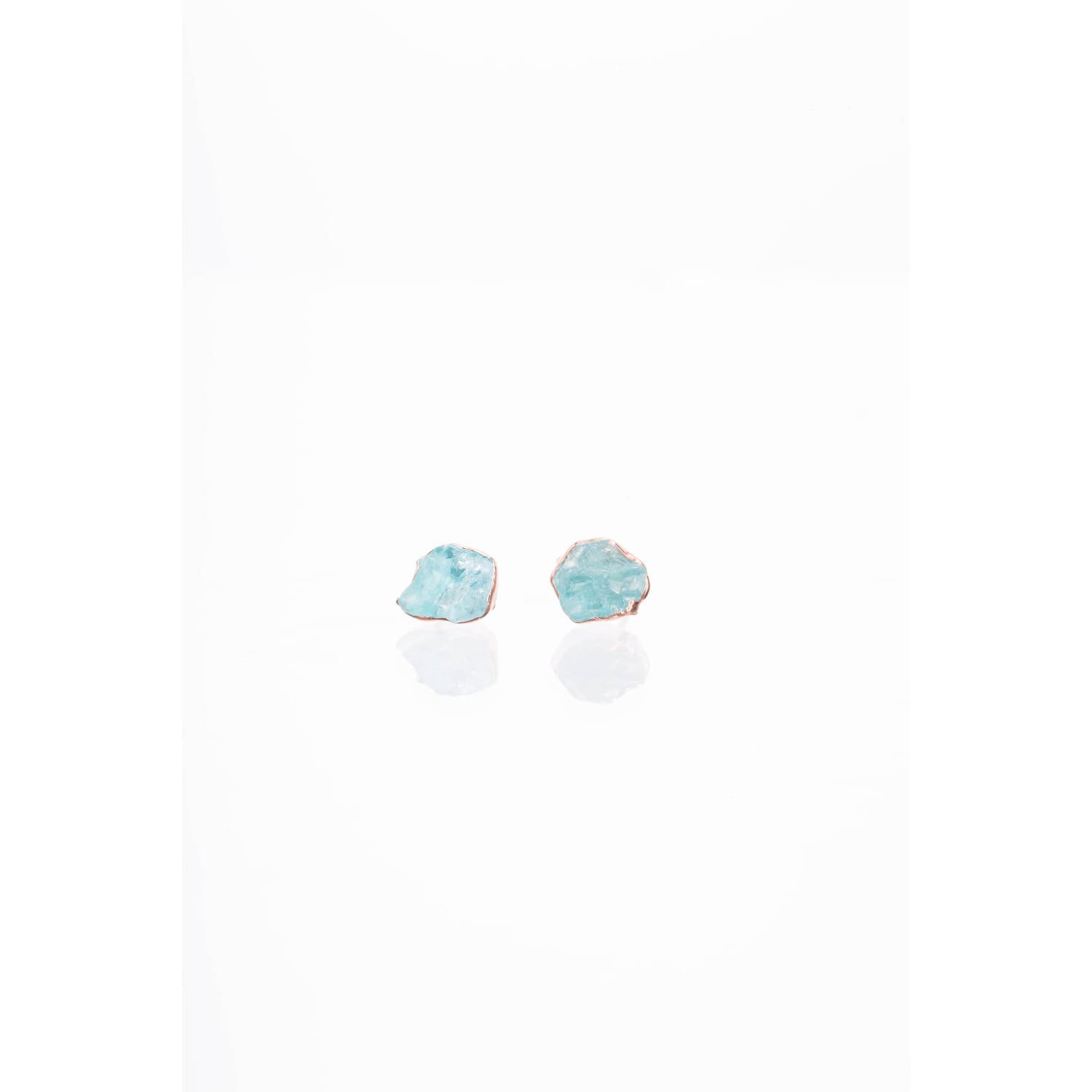 Raw Apatite Stud Earrings in Rose Gold