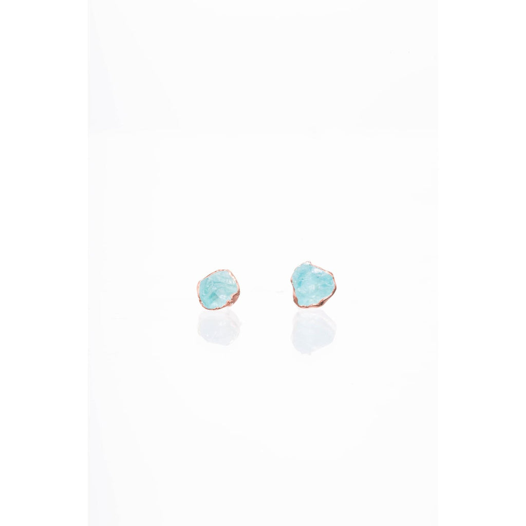 Raw Apatite Stud Earrings in Rose Gold