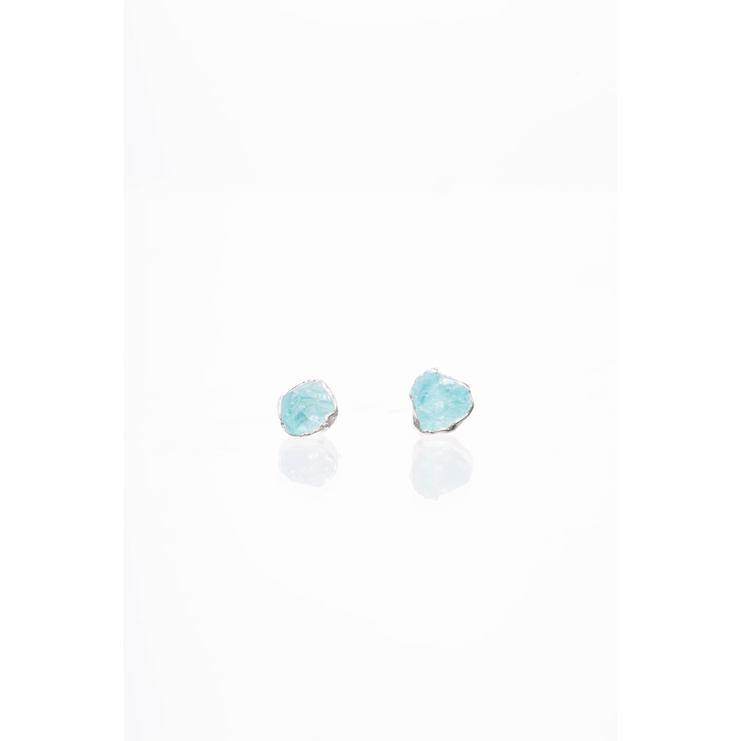 Raw Apatite Stud Earrings in Sterling Silver