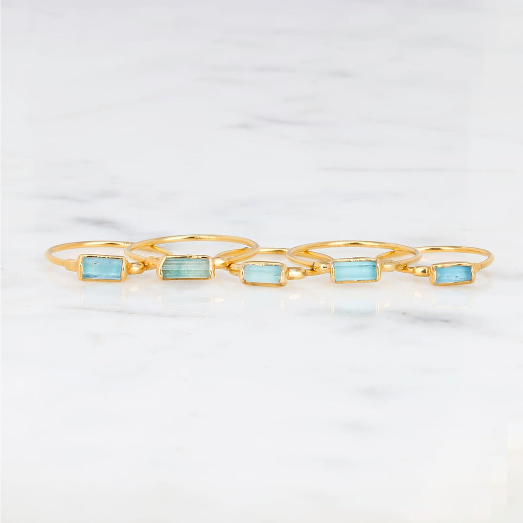 Raw Aquamarine Baguette Ring