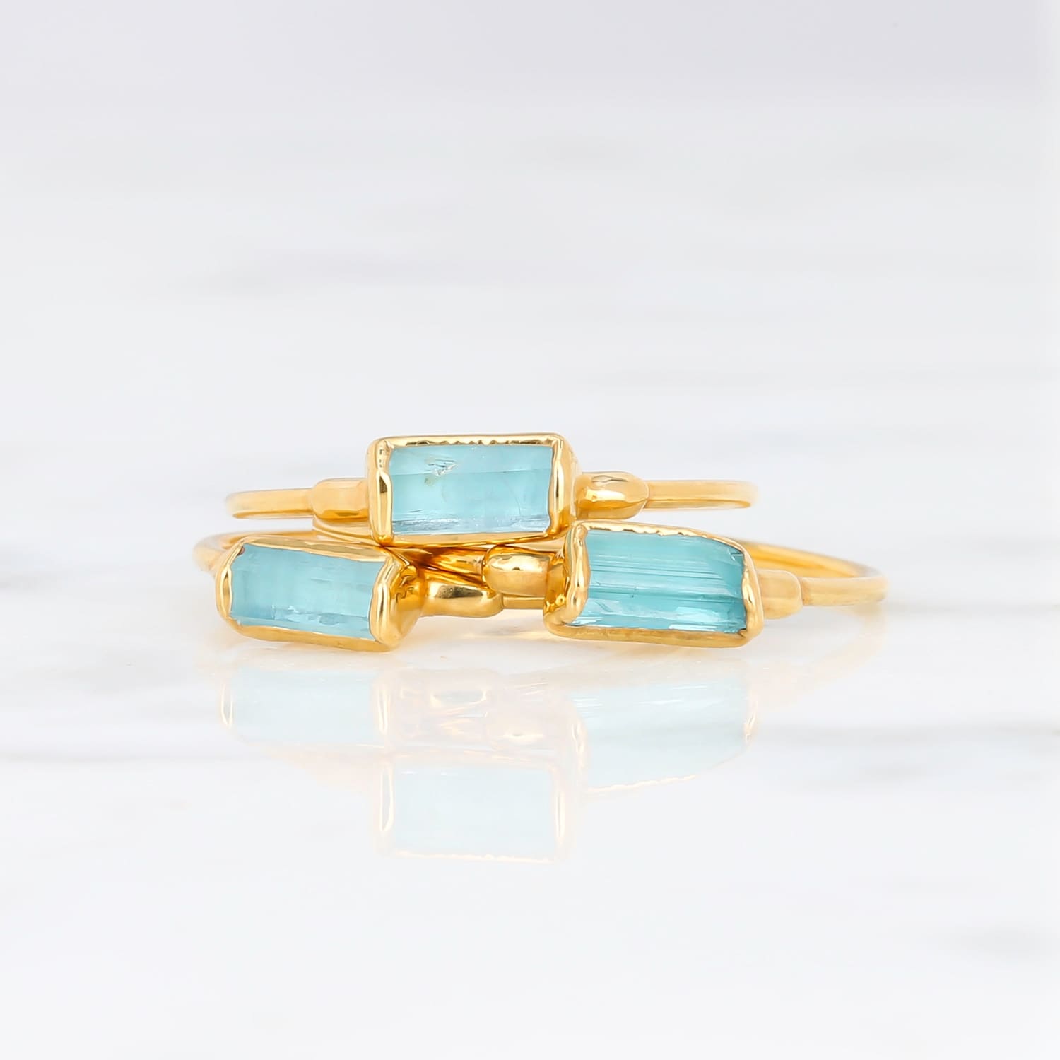 Raw Aquamarine Baguette Ring