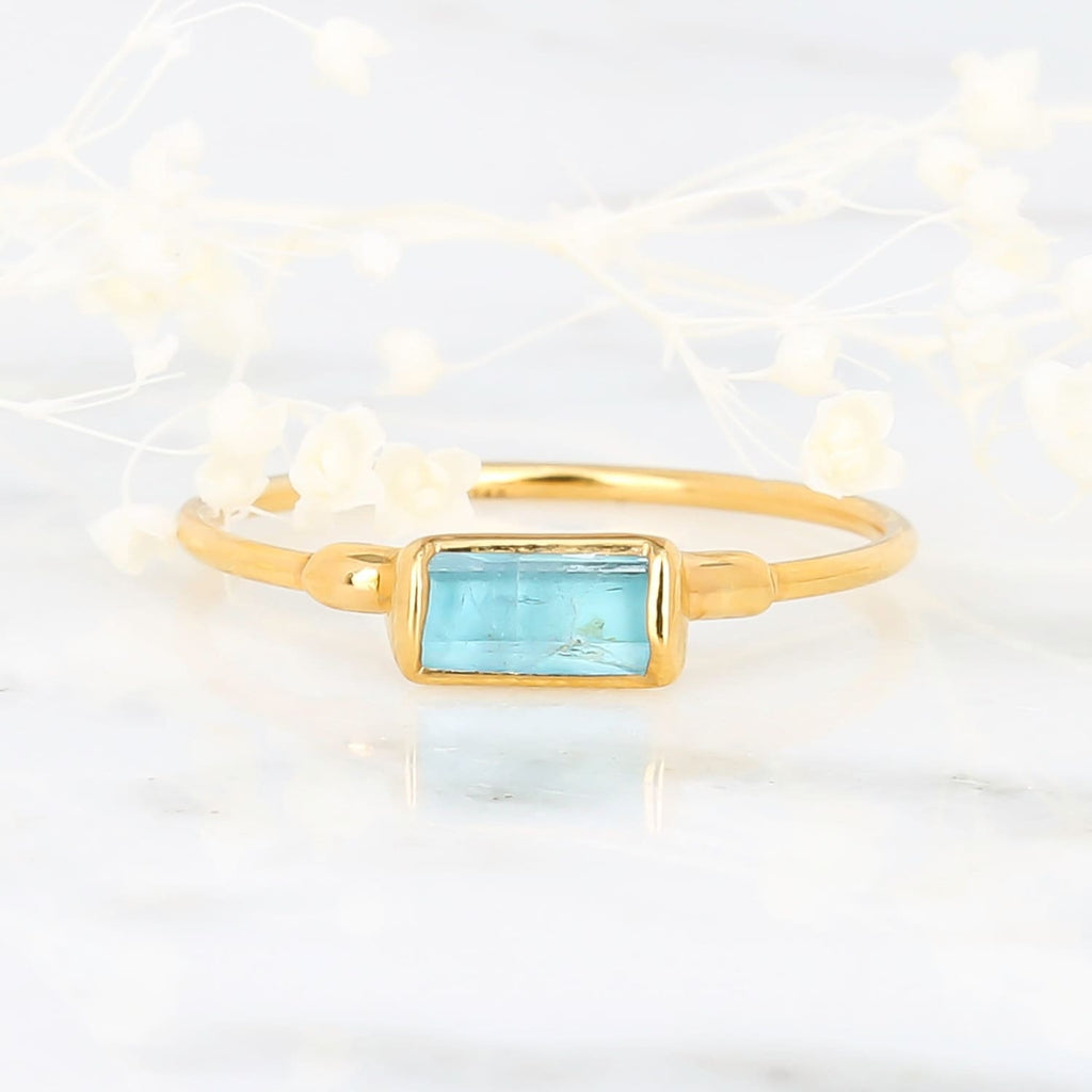 Raw Aquamarine Baguette Ring