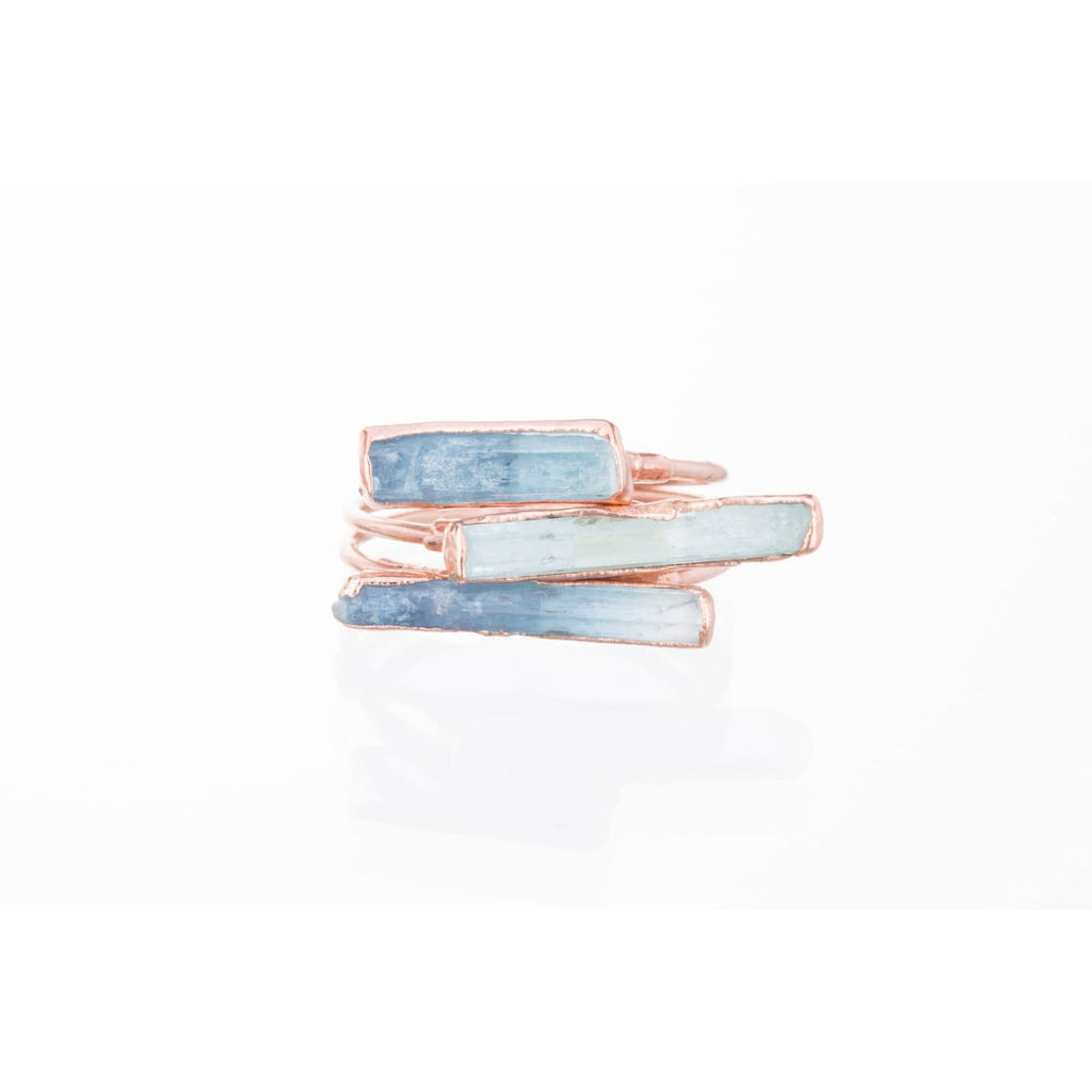 Raw Aquamarine Bar Ring in Sterling Silver
