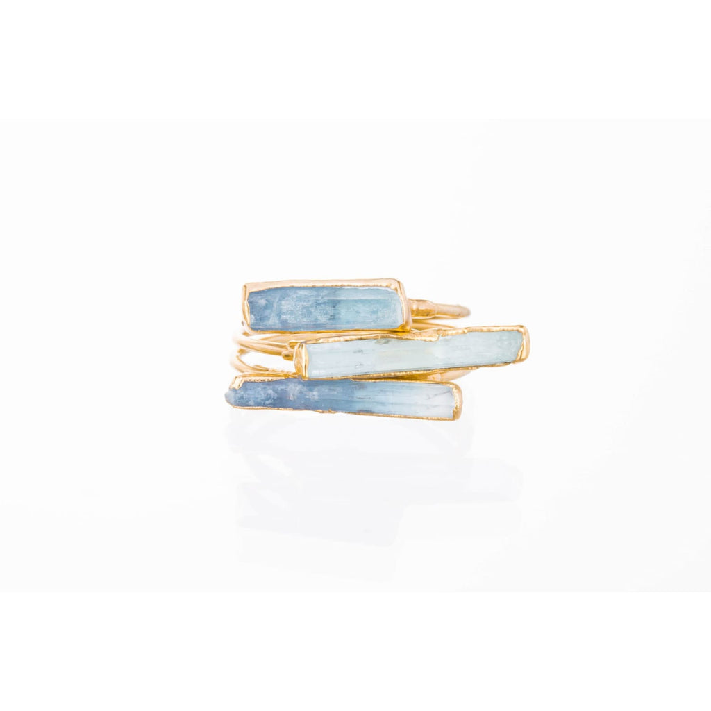 Raw Aquamarine Bar Ring in Sterling Silver