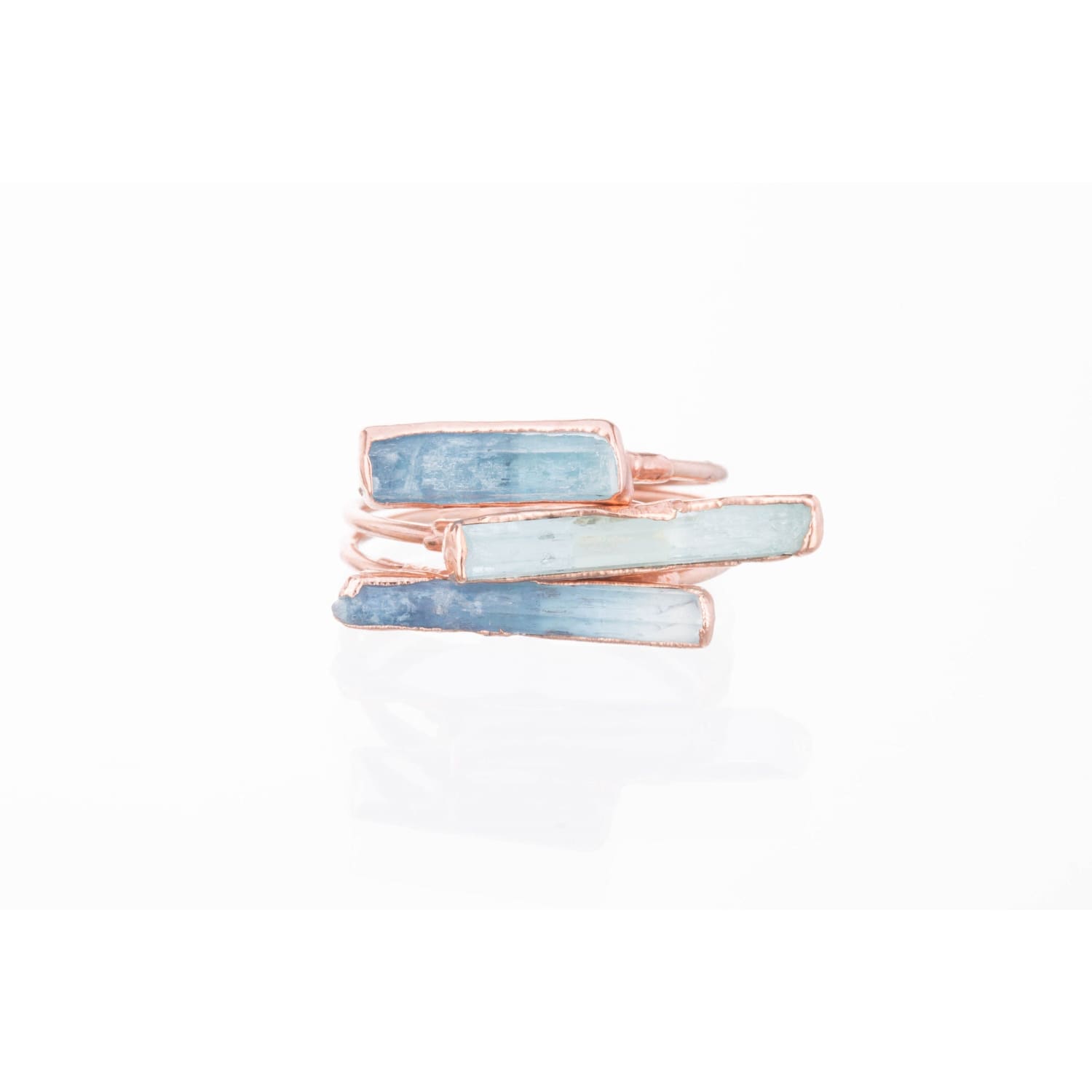 Raw Aquamarine Bar Ring in Yellow Gold