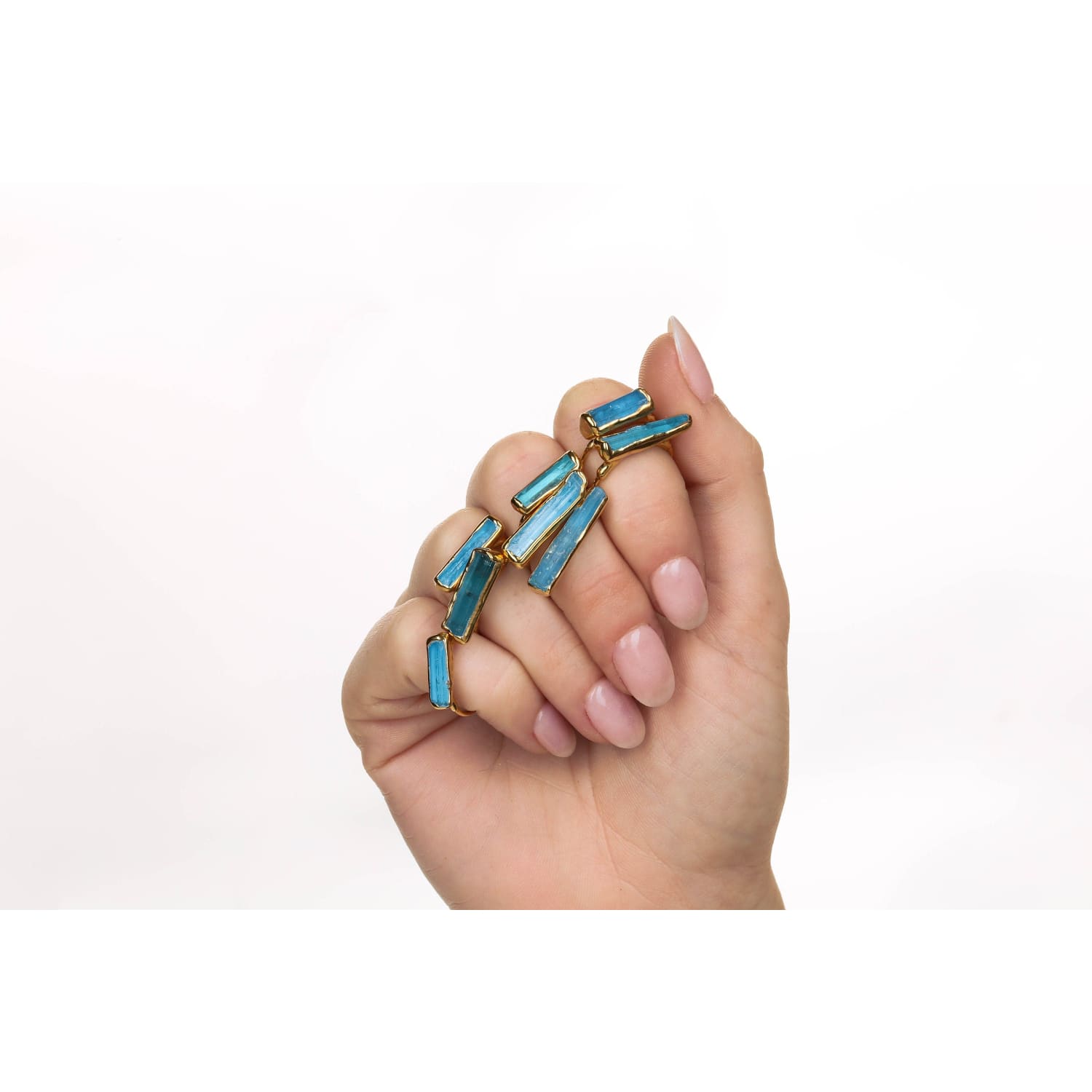 Raw Aquamarine Bar Ring Rose Gold