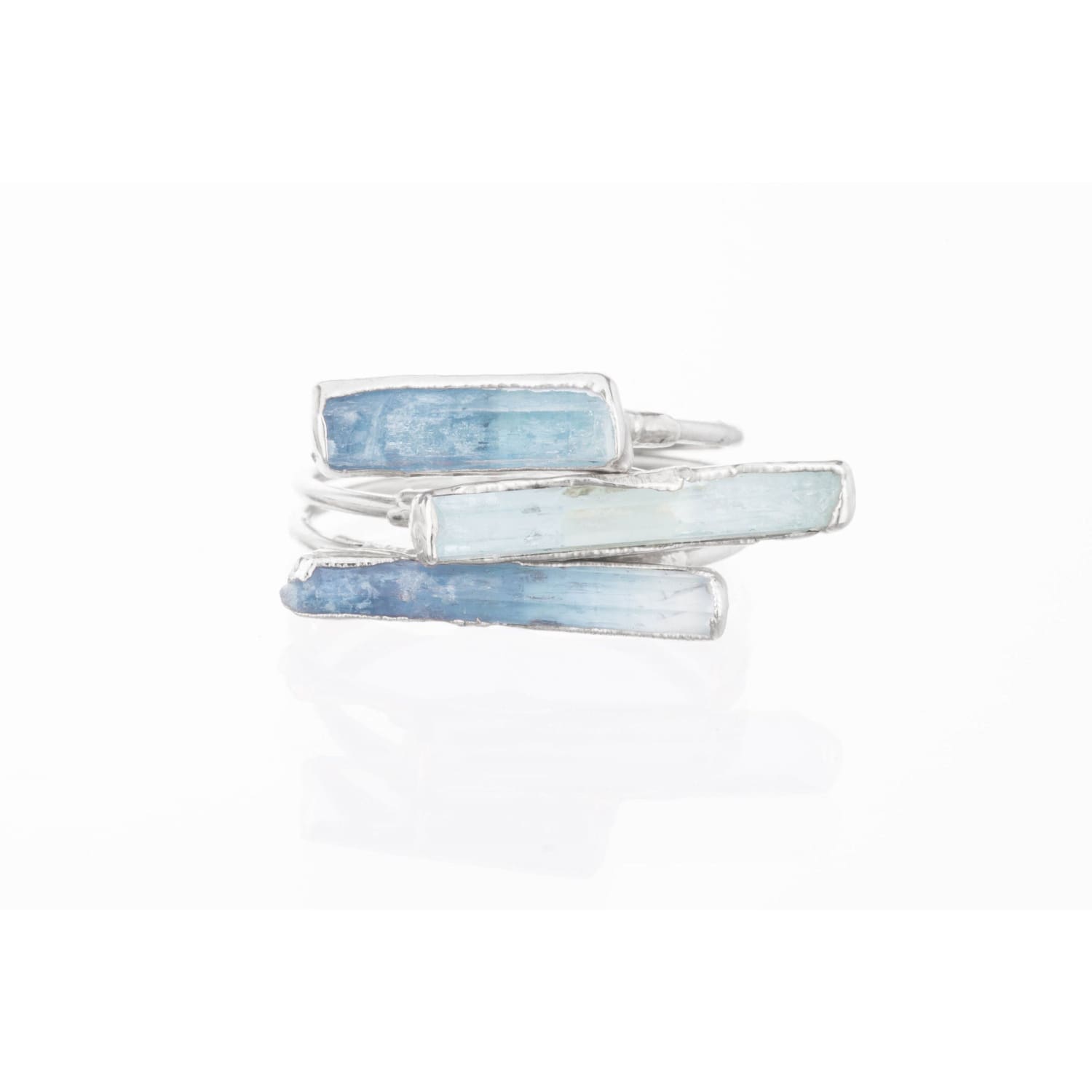 Raw Aquamarine Bar Ring Rose Gold
