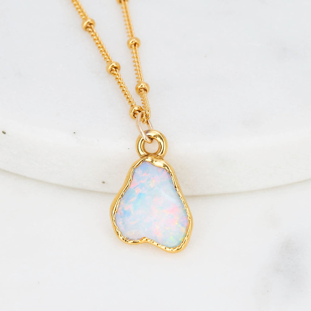 Raw Australian Opal Necklace with Paperclip Chain