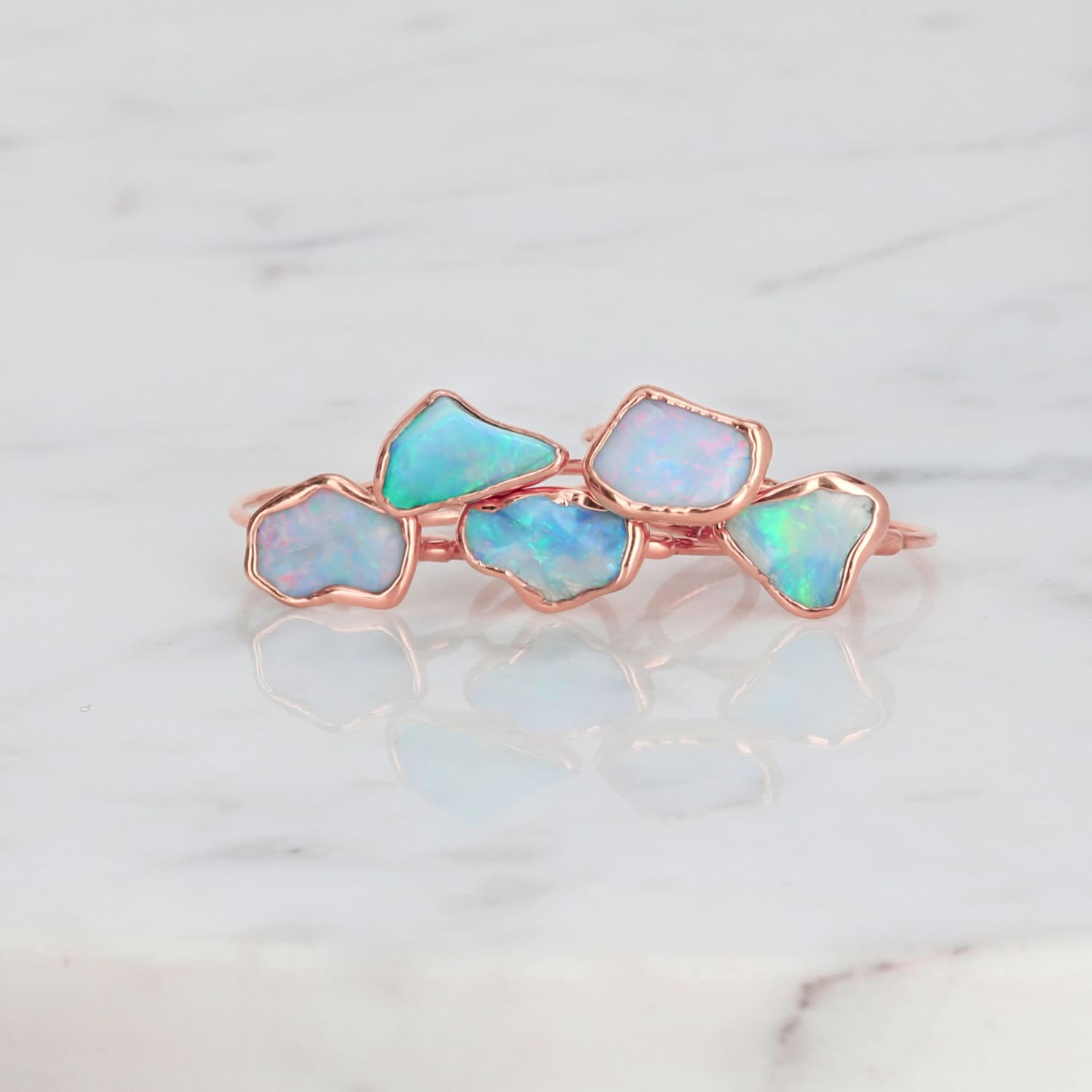 Raw Australian Opal Ring in Rose Gold