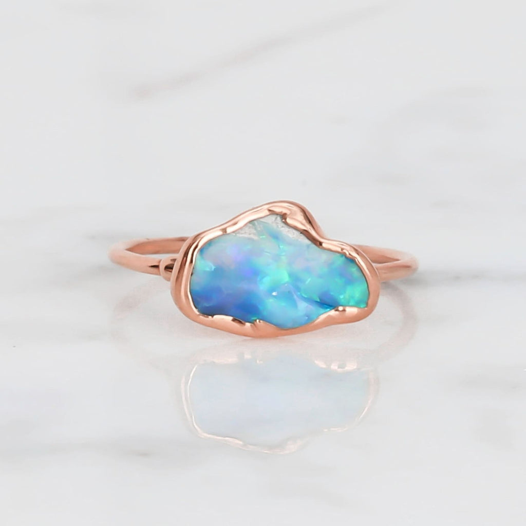 Raw Australian Opal Ring in Rose Gold