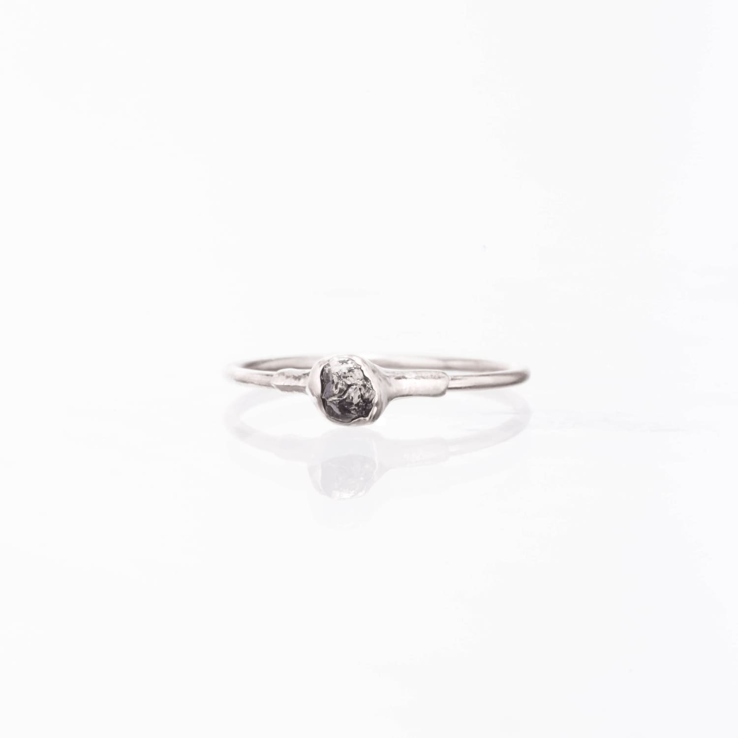 Raw Black Diamond Ring in Sterling Silver