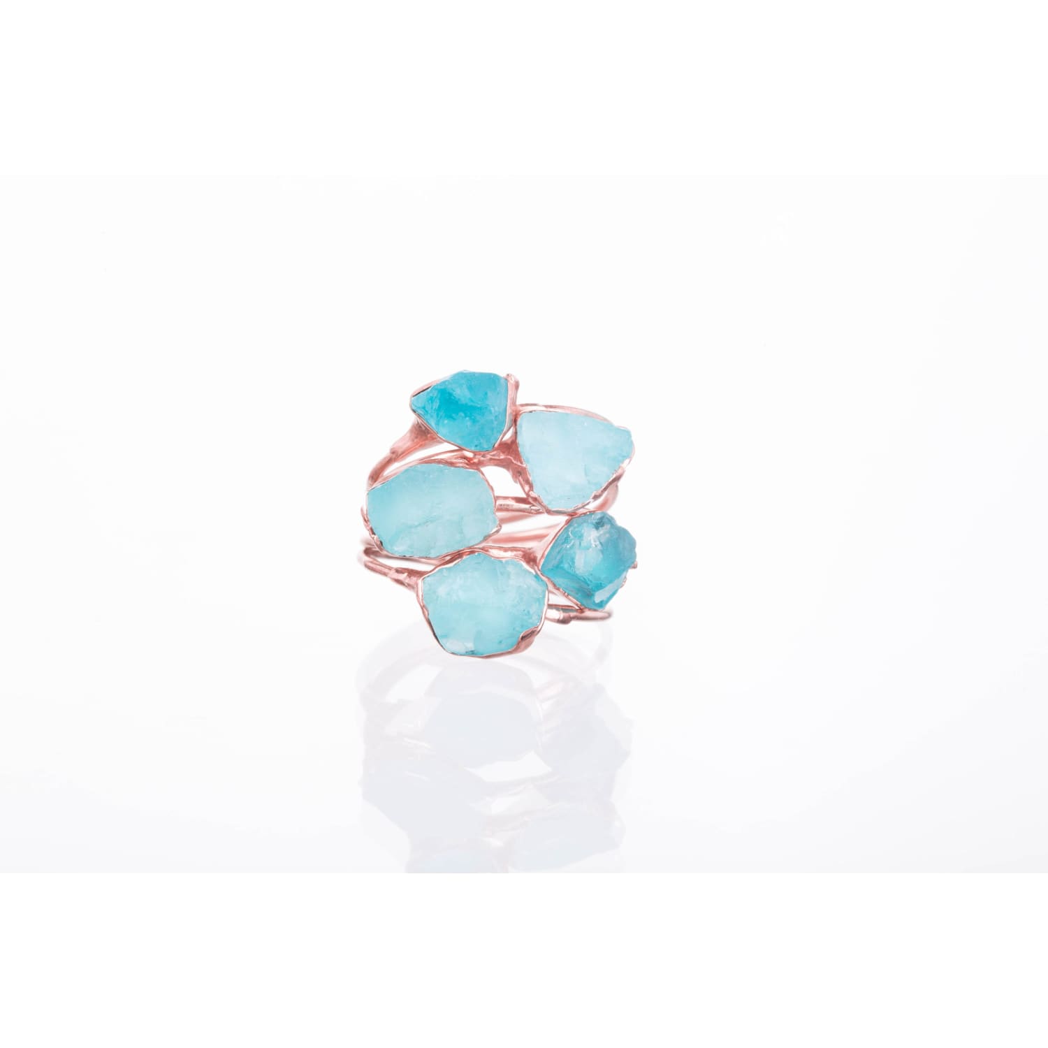 Raw Blue Apatite Ring in Rose Gold, Petite Ring in Rose Gold, Crystal Ring in Rose Gold,