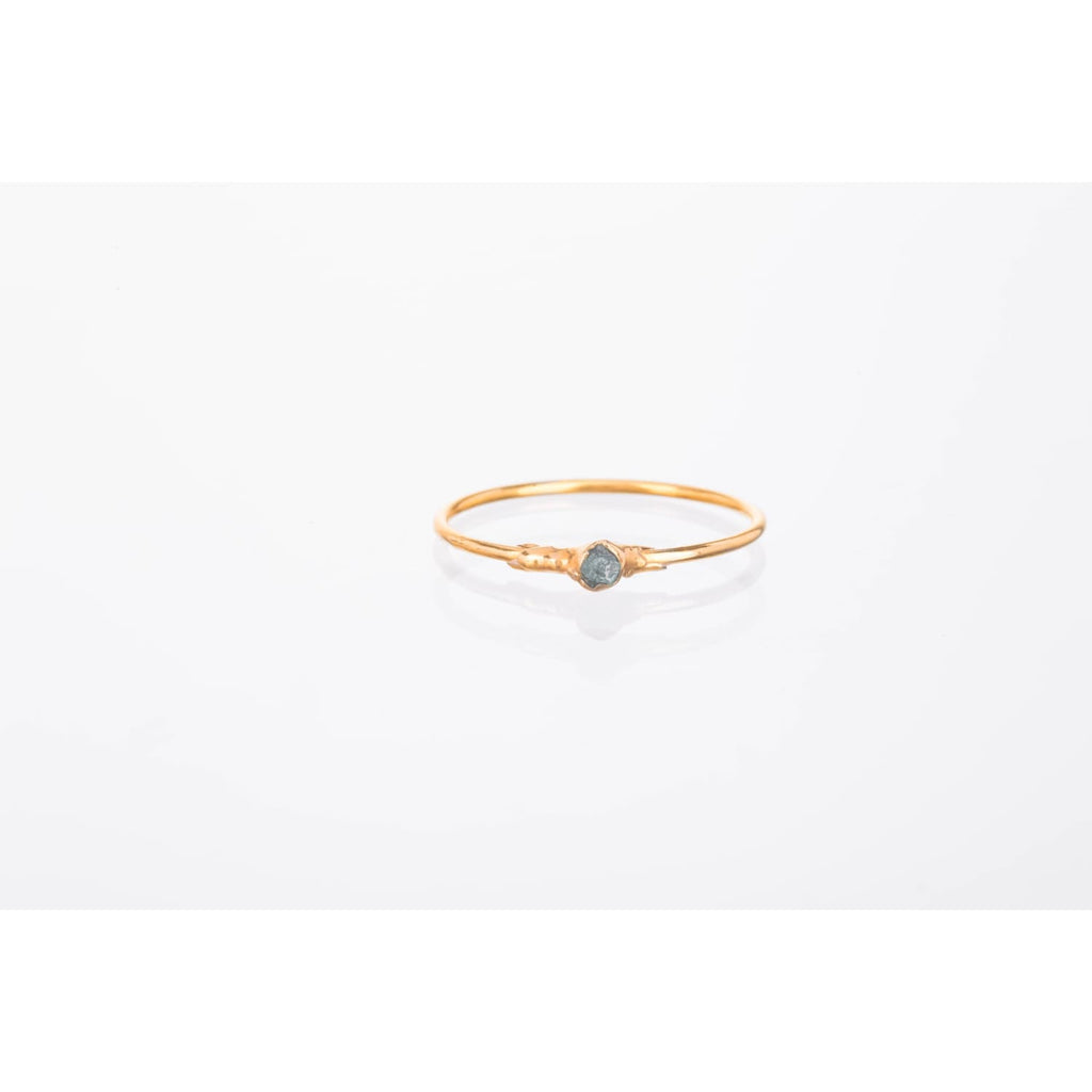 Raw Blue Diamond Ring in Rose Gold