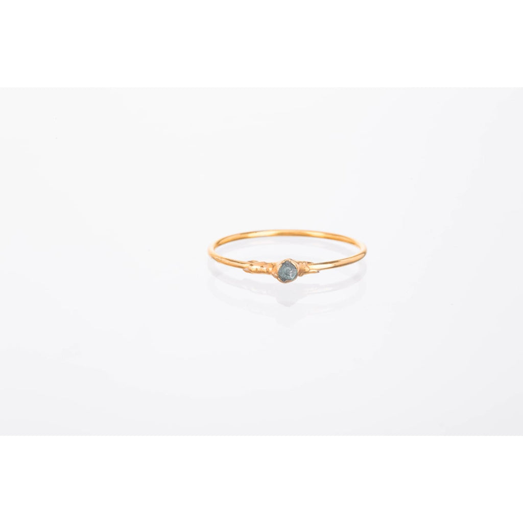 Raw Blue Diamond Ring in Sterling Silver