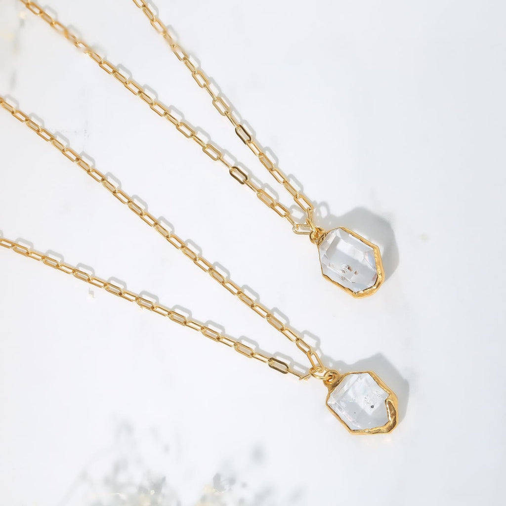 Raw Crystal Necklace with Paperclip Chain