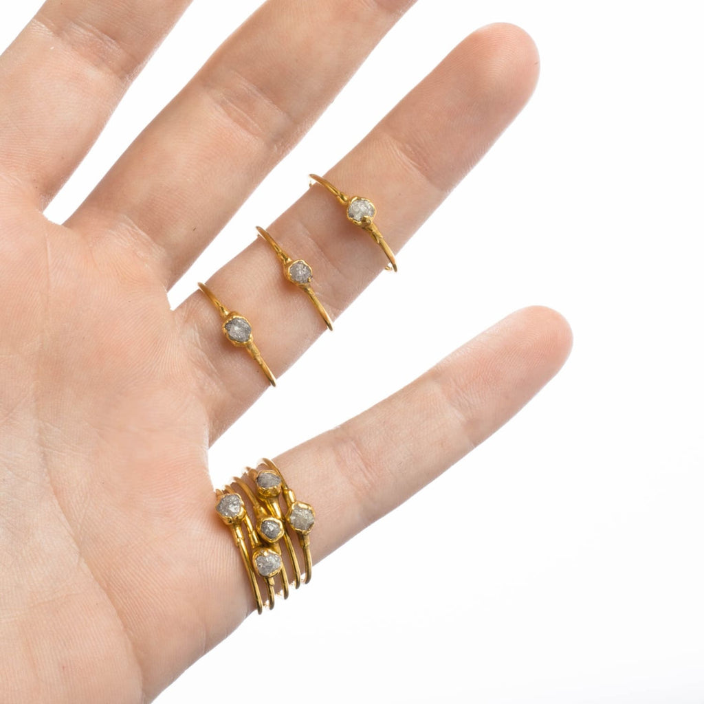 Raw Diamond Ring in Rose Gold