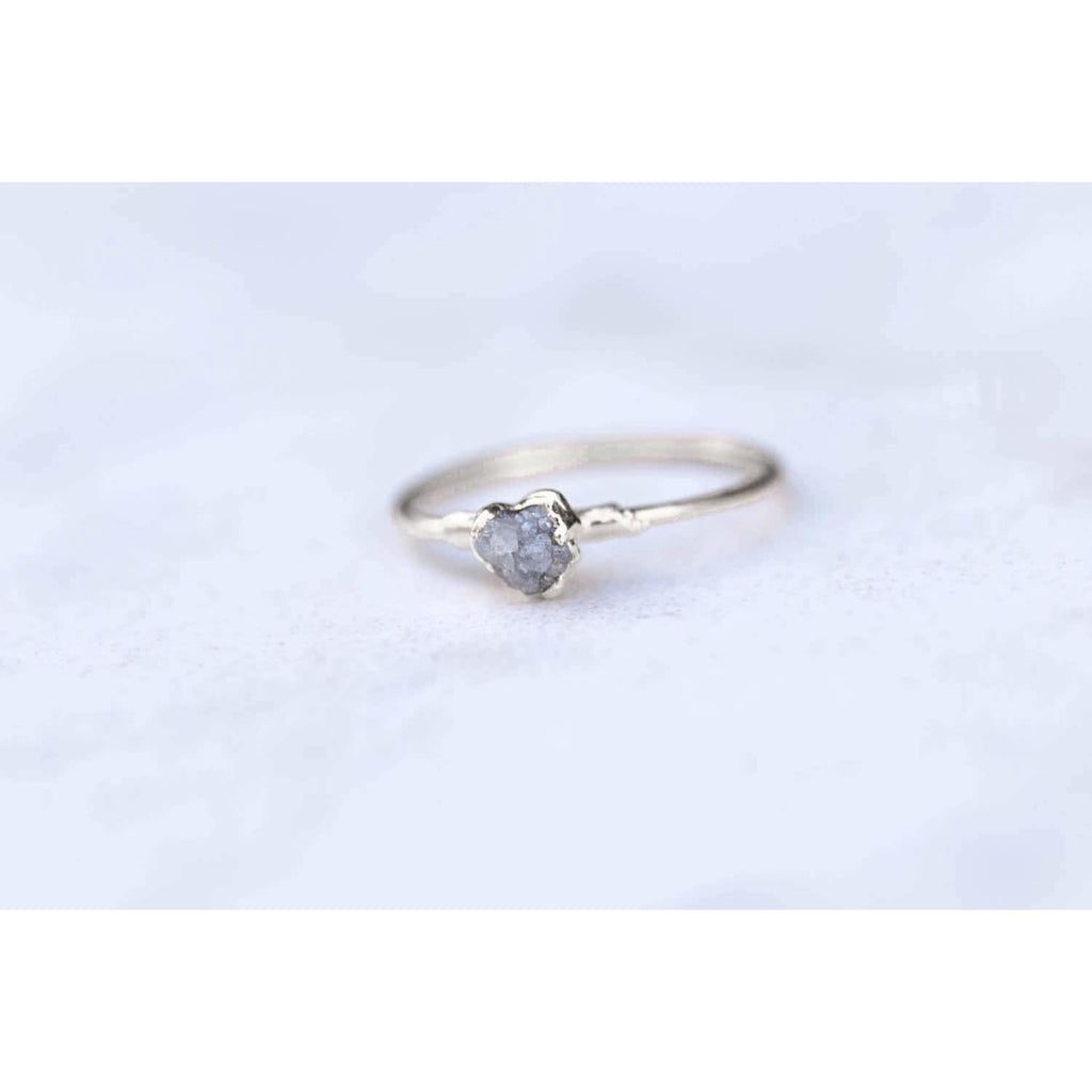 Raw Diamond Ring in Sterling Silver