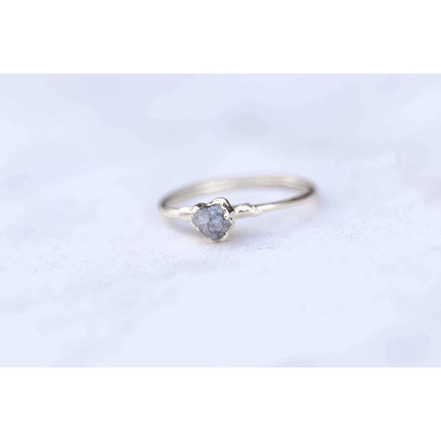 Raw Diamond Ring in Sterling Silver