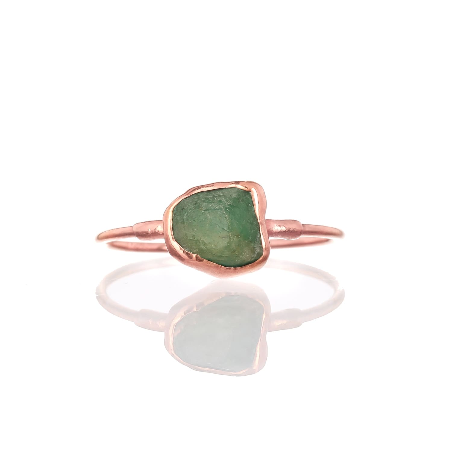 Raw Emerald Ring in Rose Gold