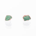 Raw Emerald Stud Earrings in Rose Gold