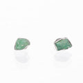 Raw Emerald Stud Earrings in Sterling Silver