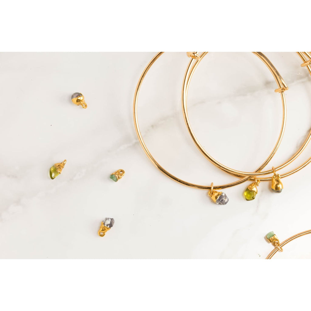Raw Gemstone Birthstone Bracelet, Raw Gemstone Bracelet, Real Birthstone Raw  Bracelet, Gold Delicate Bracelet, Dainty Bracelet • 24k Dip