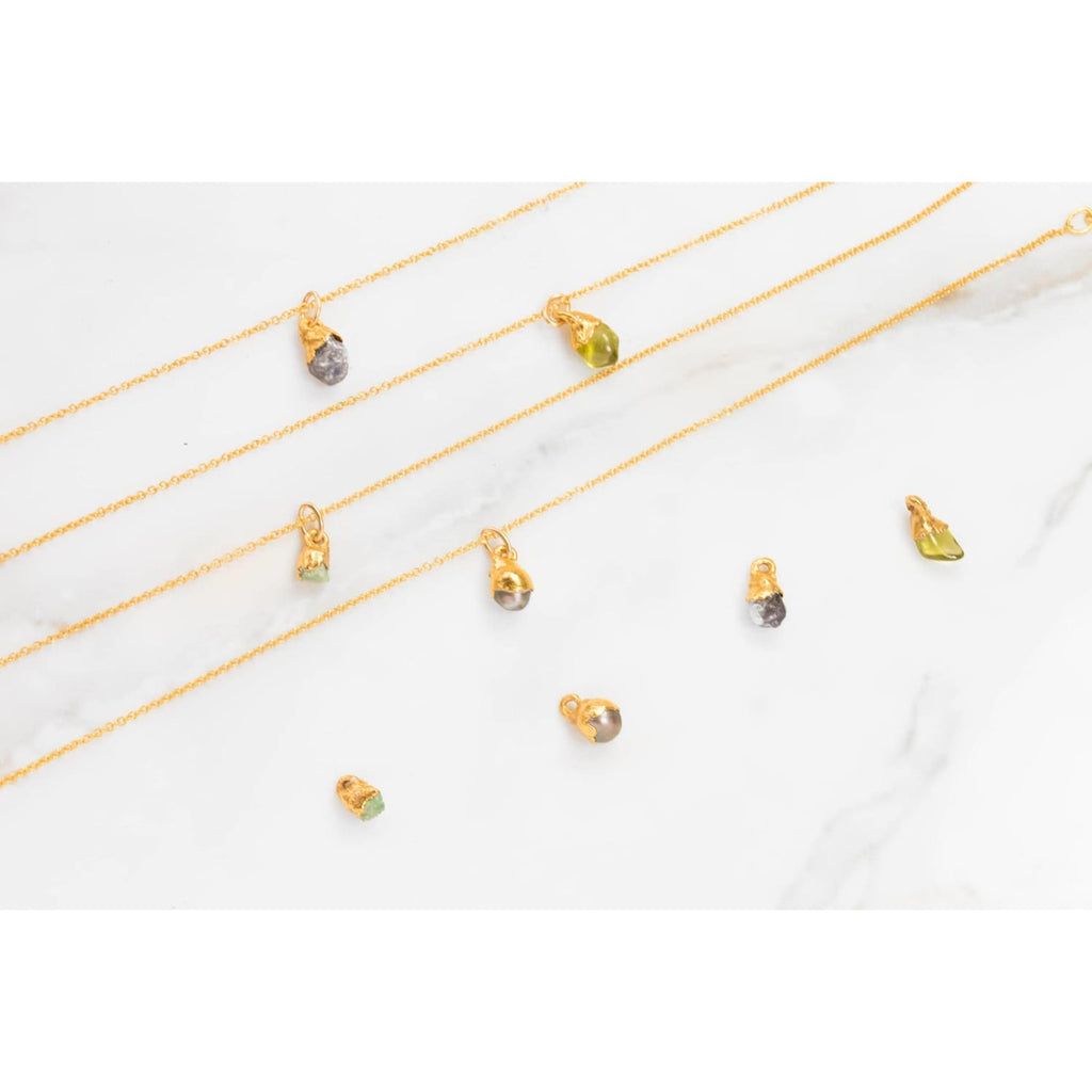 Raw Gemstone Birthstone Bracelet, Raw Gemstone Bracelet, Real Birthstone Raw  Bracelet, Gold Delicate Bracelet, Dainty Bracelet • 24k Dip