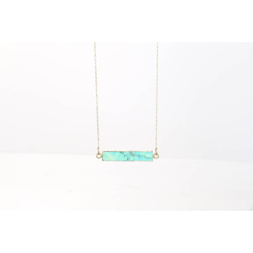 Raw Green Turquoise Bar Necklace • Minimalist Dainty Jewelry • December Birthstone • Something Blue • Perfect Simple Bridesmaid Gift